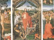 Hans Memling The Resurrection with the Martyrdom of st Sebastian and the Ascension a triptych (mk05) Sweden oil painting artist
